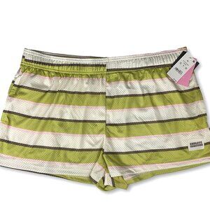 Women's Striped Mesh Graphic Shorts - Green XL